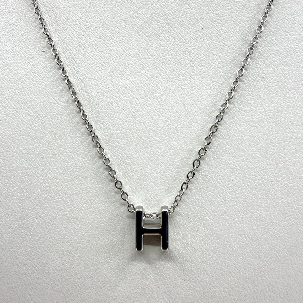Minimalist Silver Tone Initial H Letter Pendant Necklace Dainty Layering Jewelry